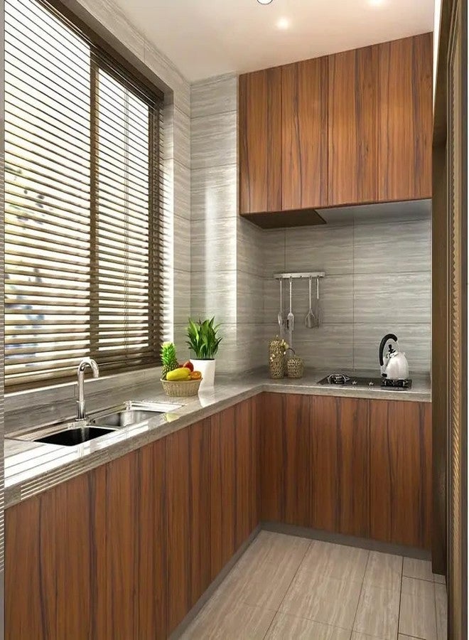 HOMSUN ورق جدران لاصق ذاتي من الفينيل بنقشة حبيبات الخشب من هومسون، ورق جدران قابل للتقشير واللصق، ديكور غرفة، ملصق حائط (أسود بني عتيق، 12 بوصة × 48 بوصة) - Image 2